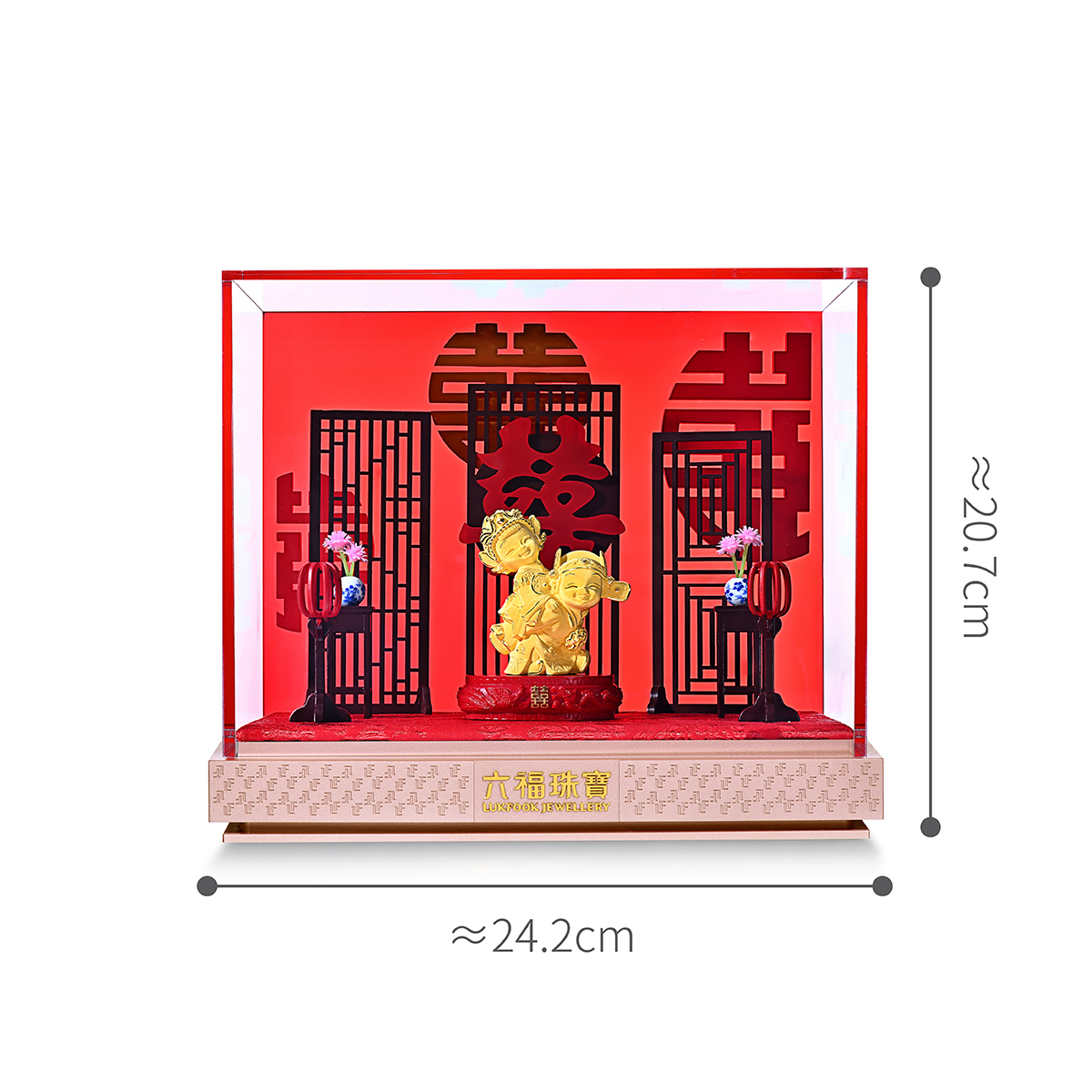 六福珠寶黃金擺件 - “天賜良緣”999足金擺件