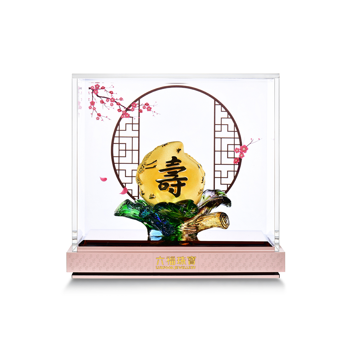 六福珠寶黃金擺件 - "琉璃壽桃"999足金擺件