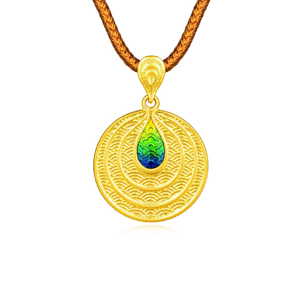 六福珠寶黃金吊墜 - "福澤天下"999.9黃金琺瑯吊墜