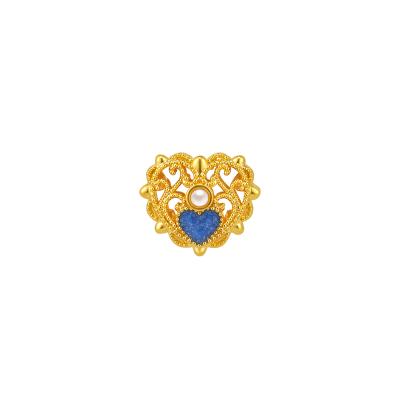 六福珠寶黃金串飾 - “珍珠花絲愛心珍珠鎏彩”999足金串飾