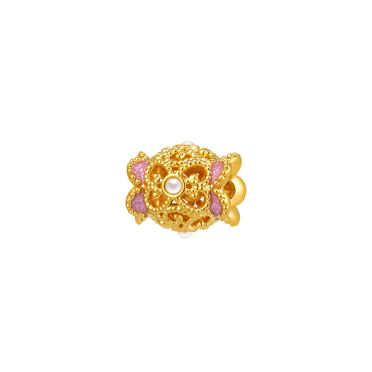 六福珠寶黃金串飾 - “珍珠花絲糖果珍珠鎏彩”999足金串飾