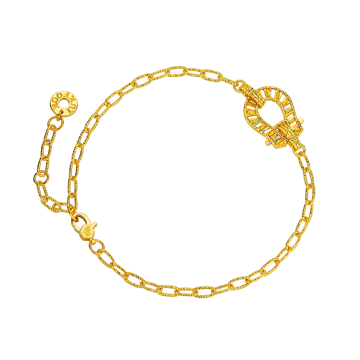 六福珠寶黃金手鏈 - "冰‧鑽馬蹄"999足金手鏈