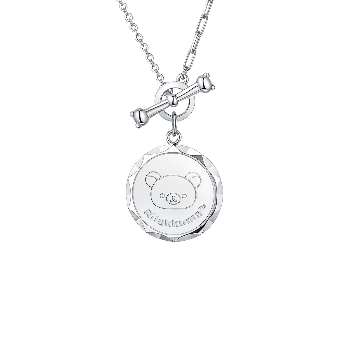 六福珠寶鉑金頸鏈 - "蘋安喜樂"小熊950鉑金頸鏈