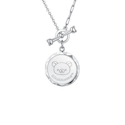 六福珠寶鉑金頸鏈 - "蘋安喜樂"小熊950鉑金頸鏈