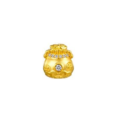 六福珠寶黃金串飾 - “聚寶盆”999足金鑽石串飾