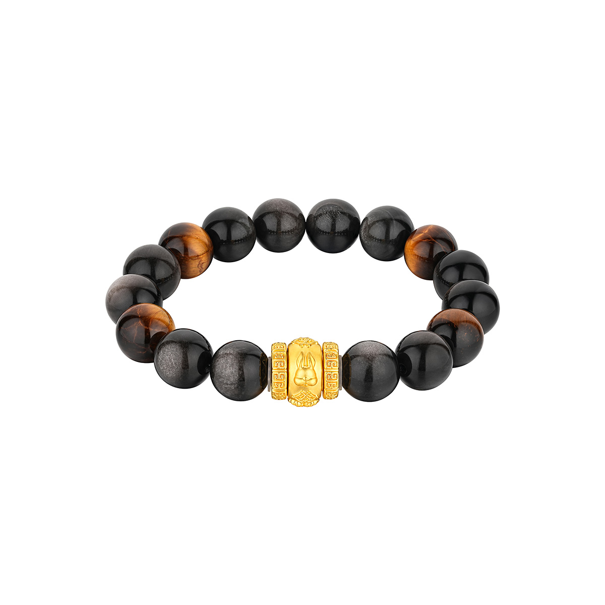 六福珠寶黃金手鏈 - "合樂生福-兔、羊、豬"999足金生肖水晶手鏈