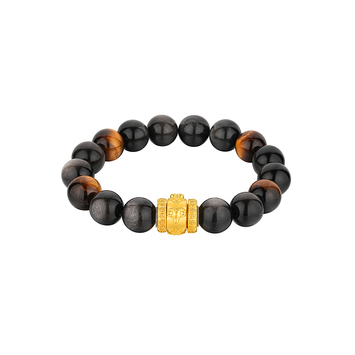 六福珠寶黃金手鏈 - "合樂生福-兔、羊、豬"999足金生肖水晶手鏈