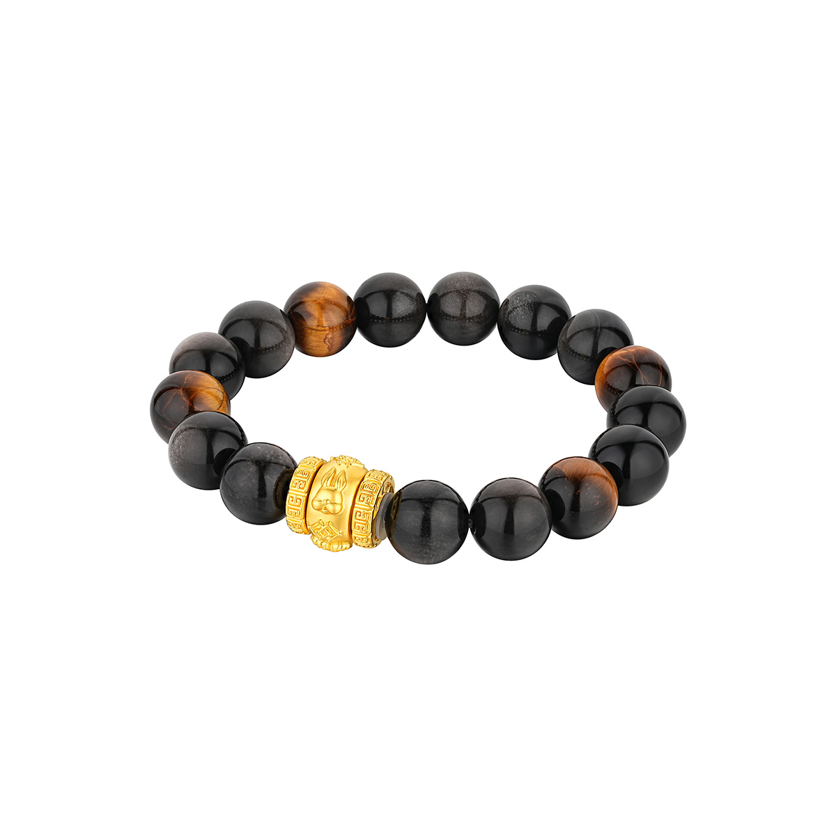 六福珠寶黃金手鏈 - "合樂生福-兔、羊、豬"999足金生肖水晶手鏈