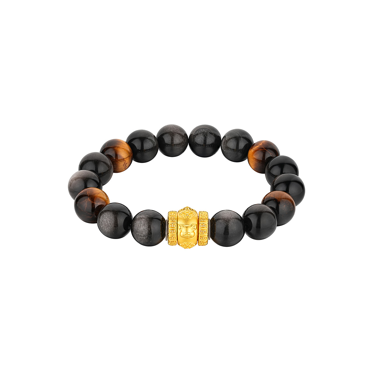 六福珠寶黃金手鏈 - "合樂生福-兔、羊、豬"999足金生肖水晶手鏈