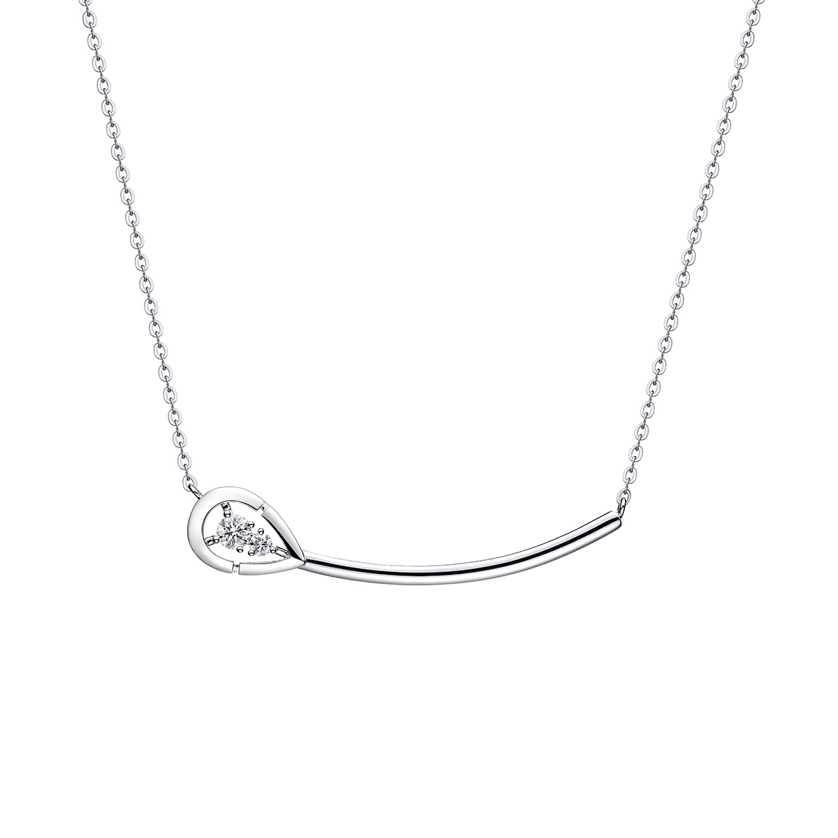 六福珠寶18K金頸鏈 - "心動水滴"18K金鑽石頸鏈-多色選擇