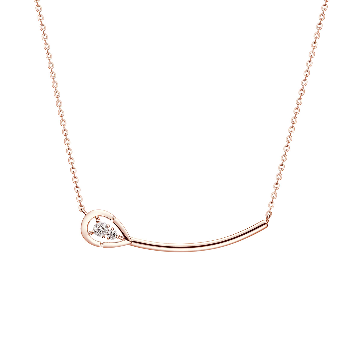 六福珠寶18K金頸鏈 - "心動水滴"18K金鑽石頸鏈-多色選擇