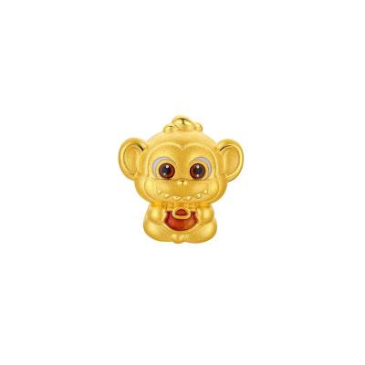 六福珠寶黃金串飾 - "奇趣萌牙-猴"十二生肖999足金串飾連手繩