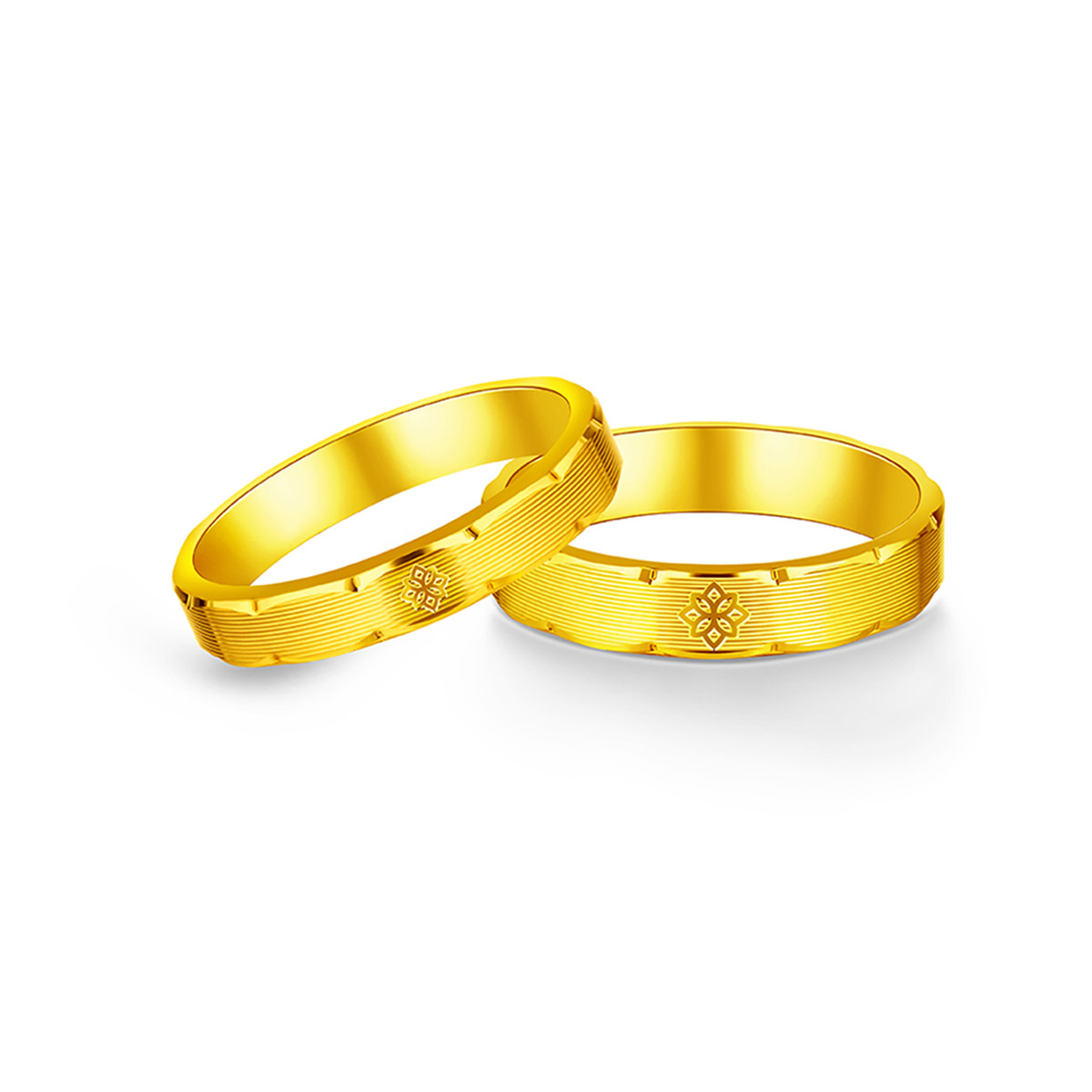 六福珠寶黃金對戒 - "百蓮好合"999.9黃金情侶對戒(男戒)