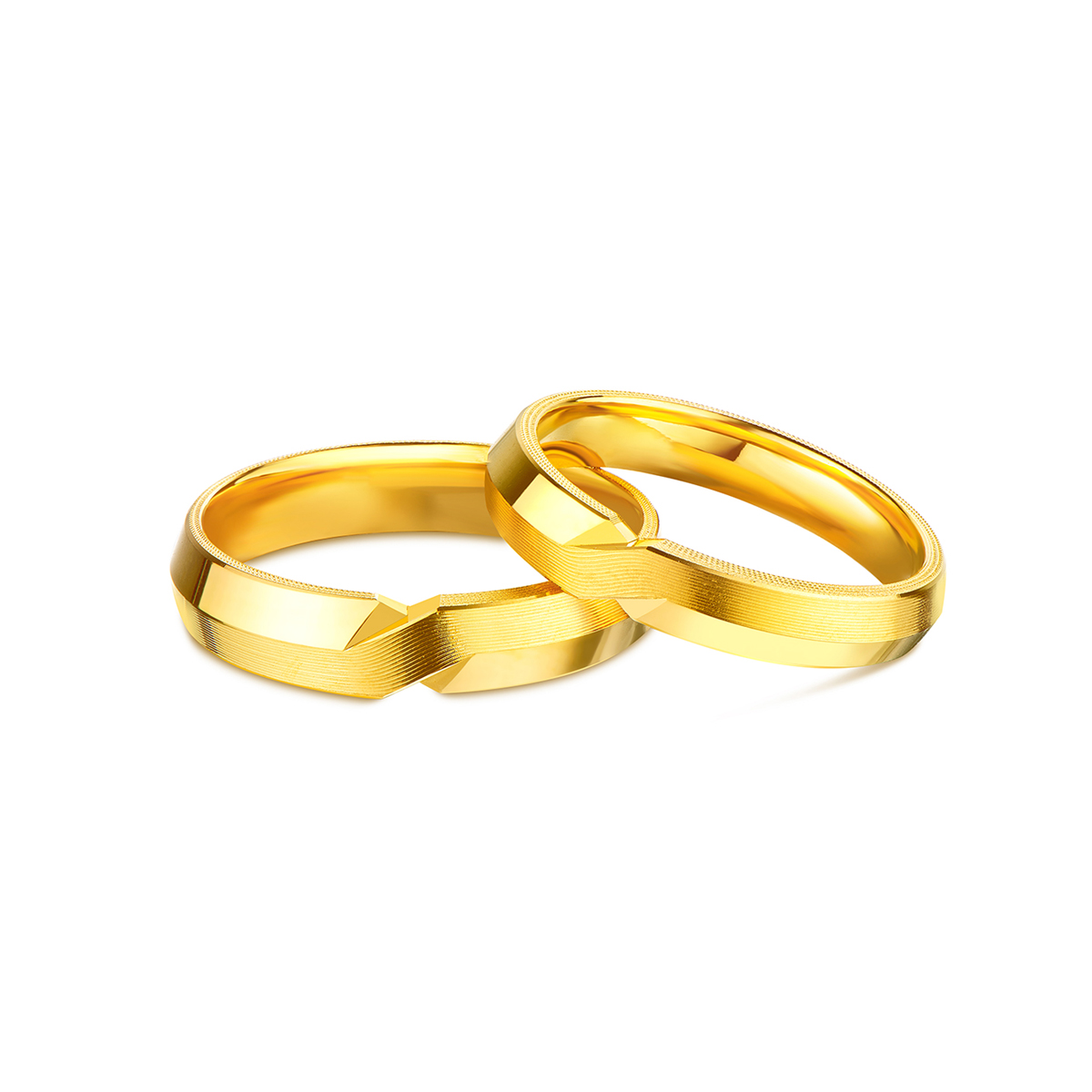 六福珠寶黃金對戒 - "相伴一生"999.9黃金情侶對戒(男戒)