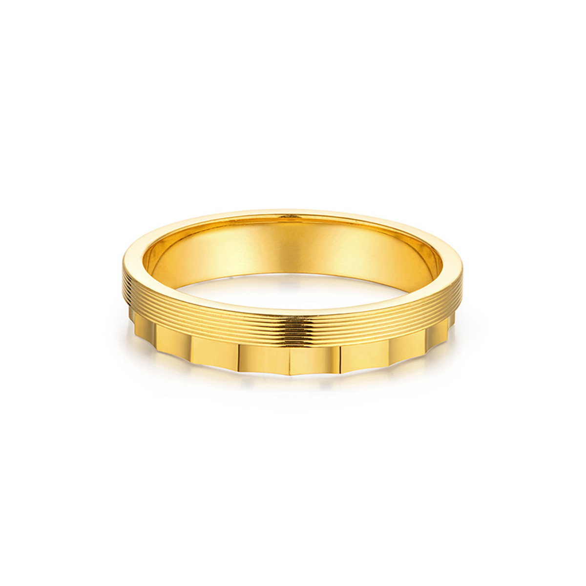 六福珠寶黃金對戒 - "真愛光環"990黃金對戒(男戒)