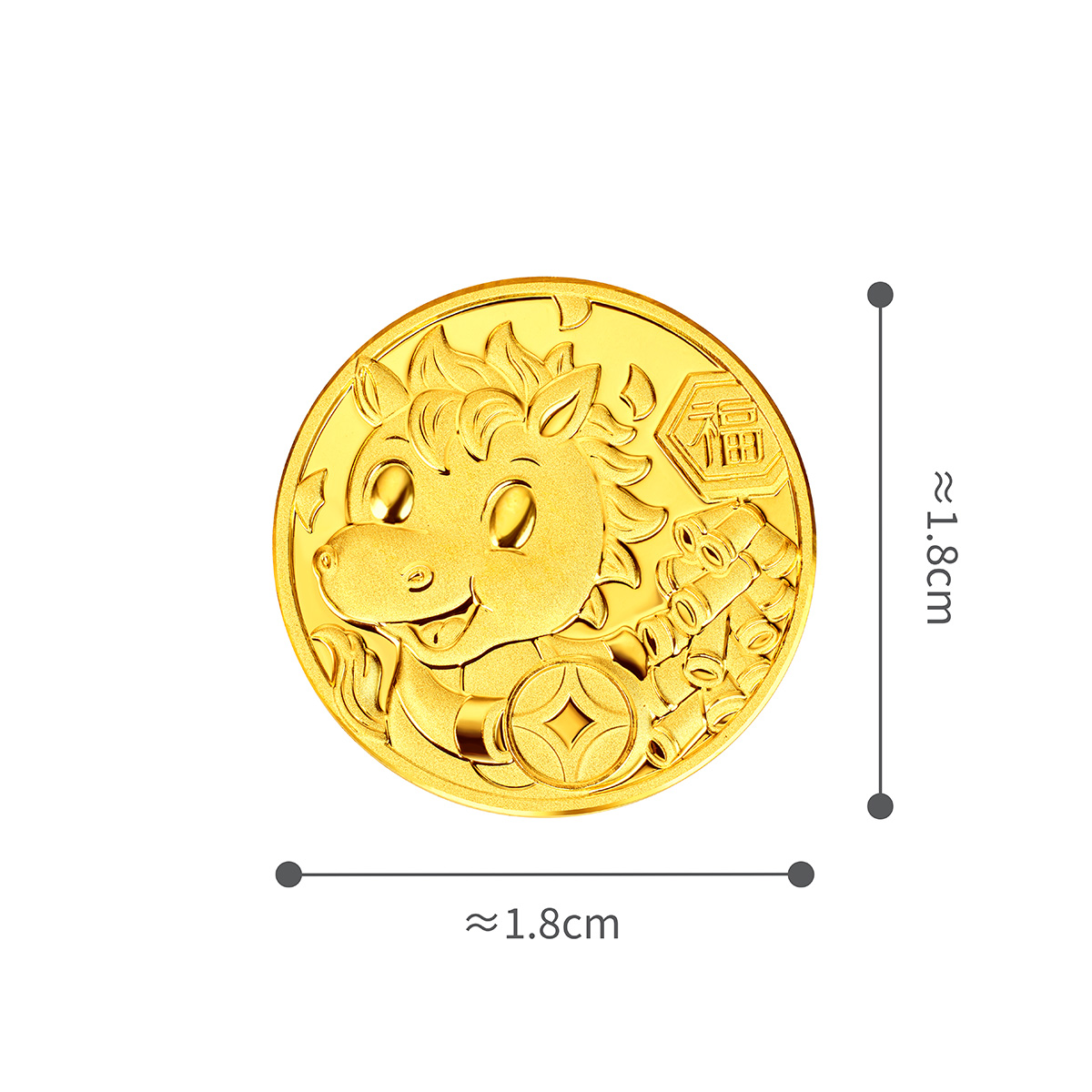 六福珠寶黃金工藝品 - "財福寶馬"999.9黃金金章