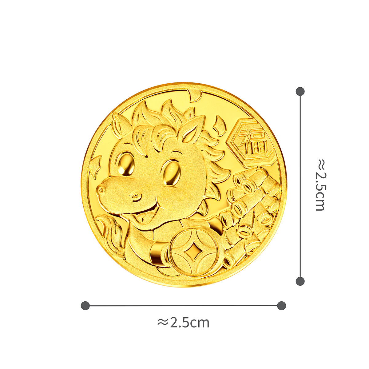 六福珠寶黃金工藝品 - "財福寶馬"999.9黃金金章