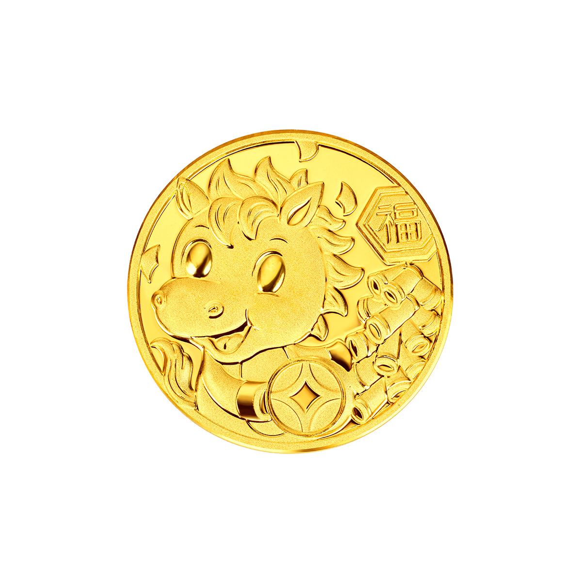 六福珠寶黃金工藝品 - "財福寶馬"999.9黃金金章