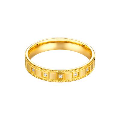 六福珠寶黃金對戒 - "復古都市"999足金鑽石對戒(男戒)