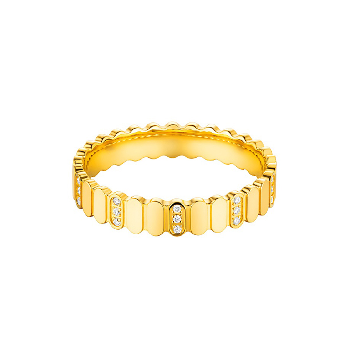 六福珠寶黃金對戒 - "一鍵傾心"999足金鑽石對戒(女戒)