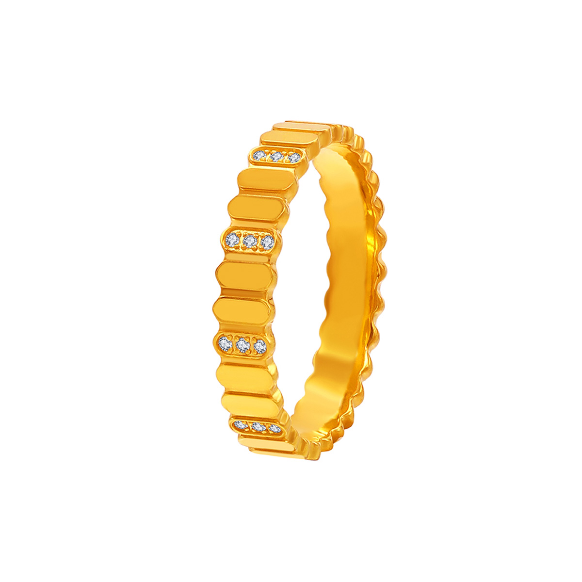 六福珠寶黃金對戒 - "一鍵傾心"999足金鑽石對戒(女戒)