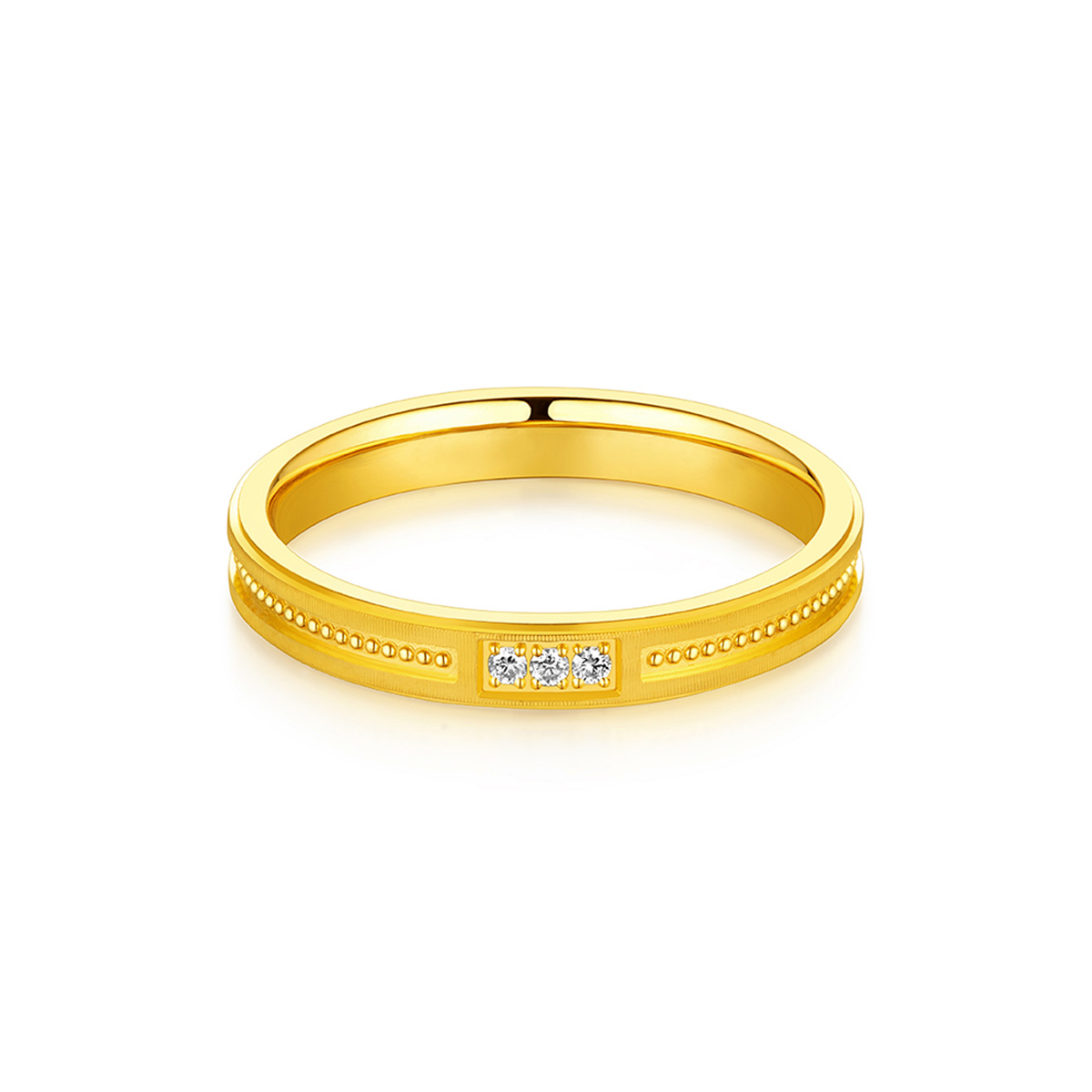 六福珠寶黃金對戒 - "緣定終生"999足金鑽石對戒(女戒)