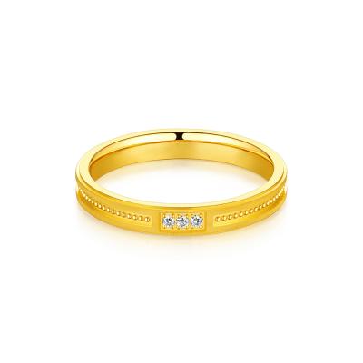 六福珠寶黃金對戒 - "緣定終生"999足金鑽石對戒(女戒)