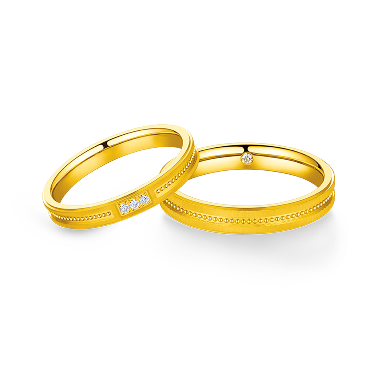六福珠寶黃金對戒 - "緣定終生"999足金鑽石對戒(女戒)