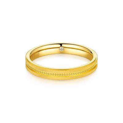 六福珠寶黃金對戒 - "緣定終生"999足金鑽石對戒(男戒)