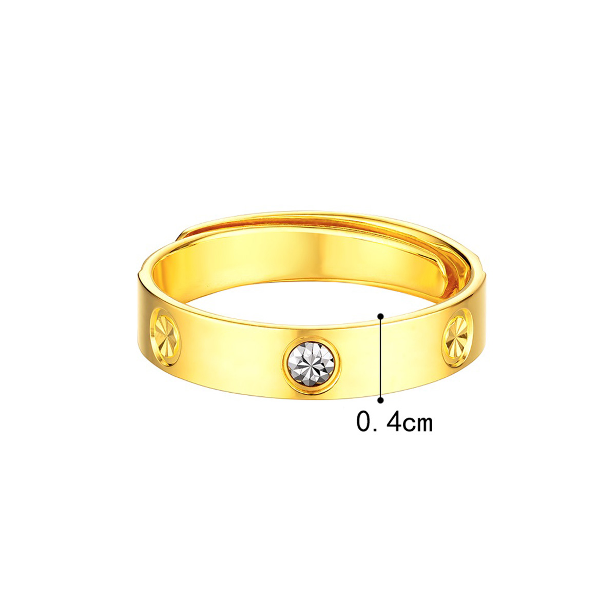 六福珠寶黃金對戒 - "都市掠影"999足金對戒(男女適配)(米字車花切割工藝)