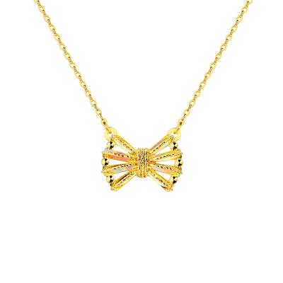 六福珠寶黃金頸鏈 - "冰‧鑽蝴蝶結"999足金頸鏈