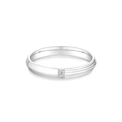 六福珠寶18K金對戒 - “愛意相伴”18K金(白色)鑽石對戒(男戒)