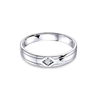 六福珠寶18K金對戒 - “悅漾心扉”18K金(白色)鑽石對戒(男戒)