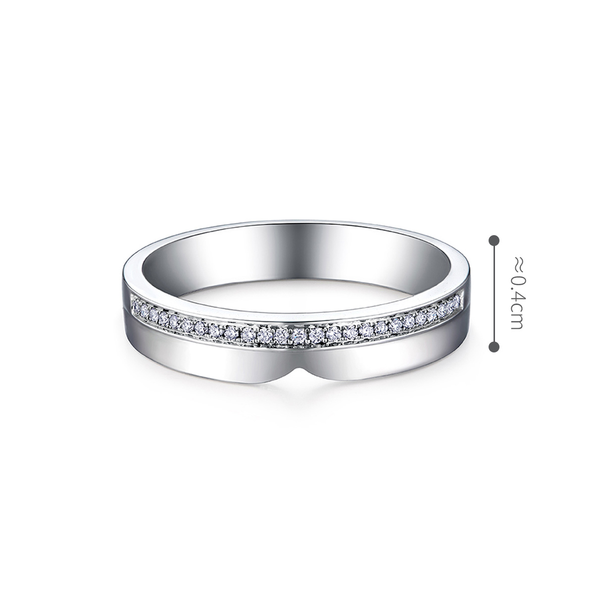 六福珠寶18K金對戒 - "拼圖"18K金(白色)鑽石情侶對戒(男戒)