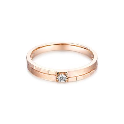 六福珠寶18K金對戒 - “心動韻律”18K玫瑰金鑽石對戒(男戒)