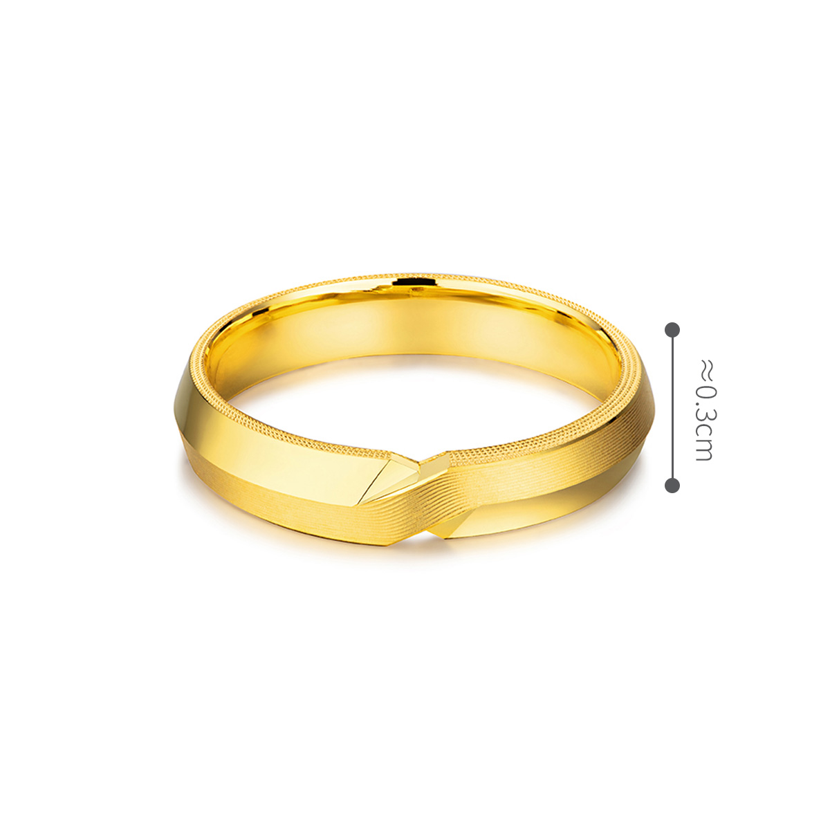 六福珠寶黃金對戒 - "相伴一生"999.9黃金情侶對戒(女戒)