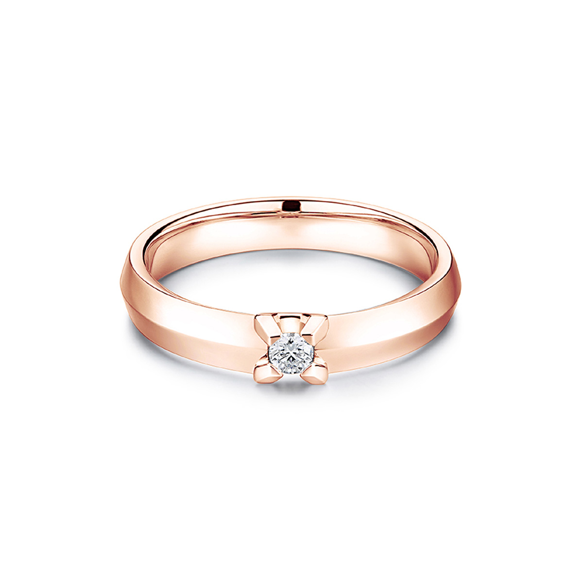 六福珠寶18K金對戒 - “Hexicon”18K玫瑰金劍脊戒臂鑽石戒指(女戒)