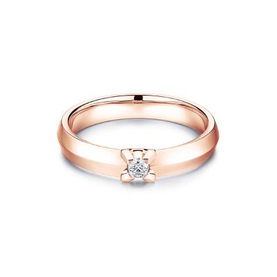 六福珠寶18K金對戒 - “Hexicon”18K玫瑰金劍脊戒臂鑽石戒指(女戒)