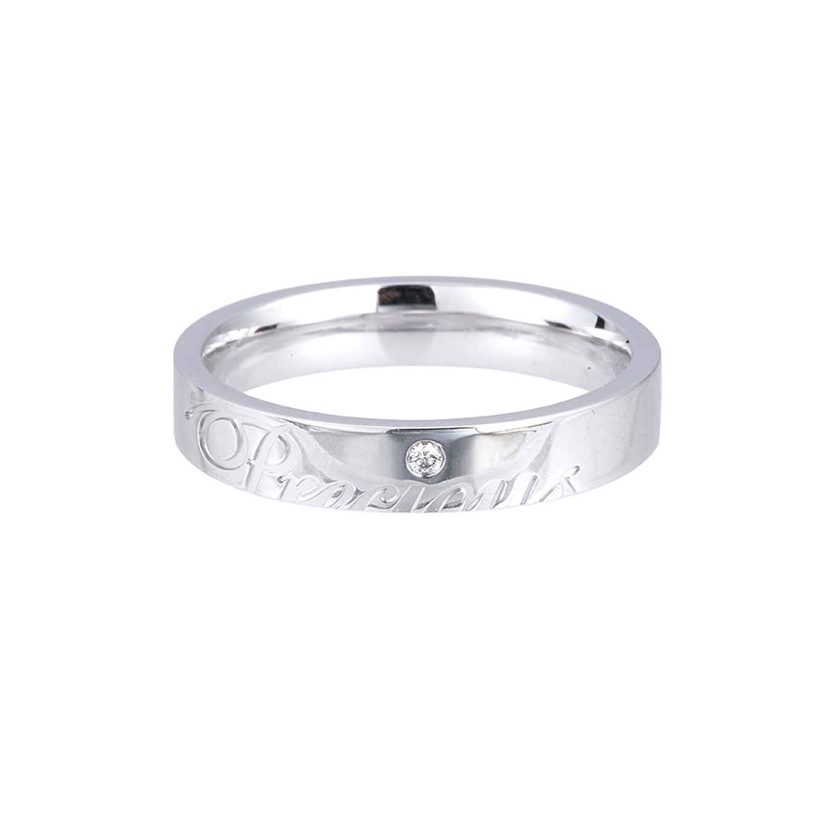 六福珠寶18K金對戒 - "一往情深-Precious"18K金(白色)鑽石對戒(男戒)