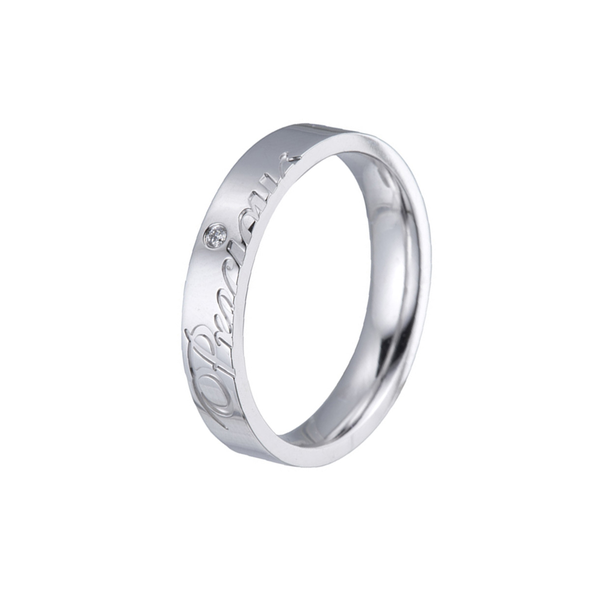 六福珠寶18K金對戒 - "一往情深-Precious"18K金(白色)鑽石對戒(男戒)