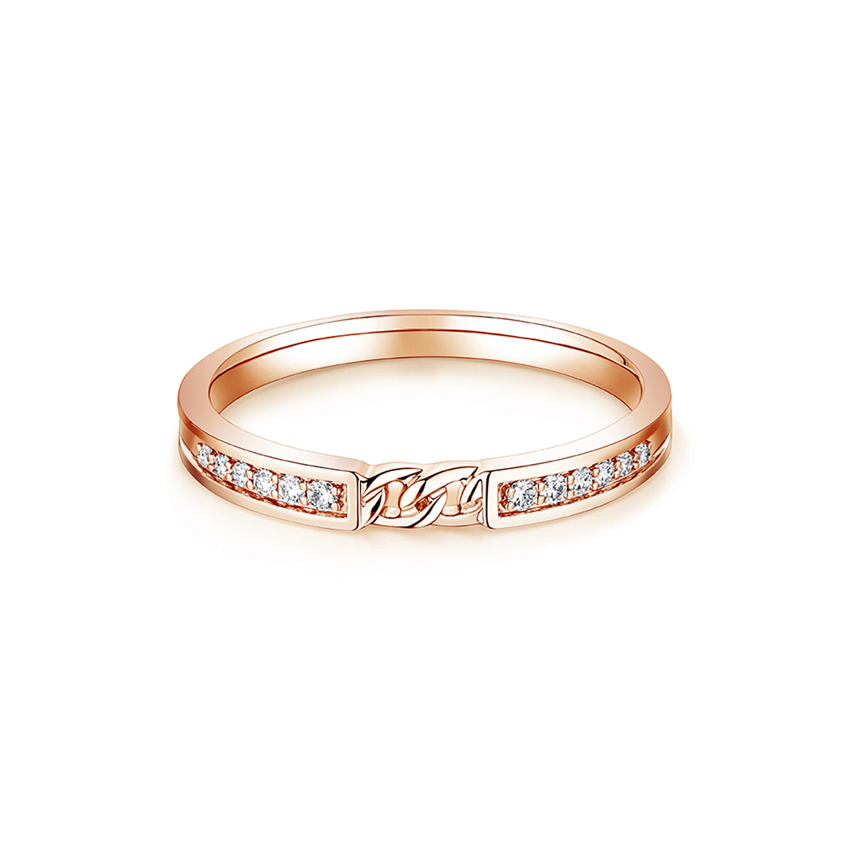 六福珠寶18K金對戒 - "愛意相「鏈」"18K金鑽石對戒(女戒)–多色選擇