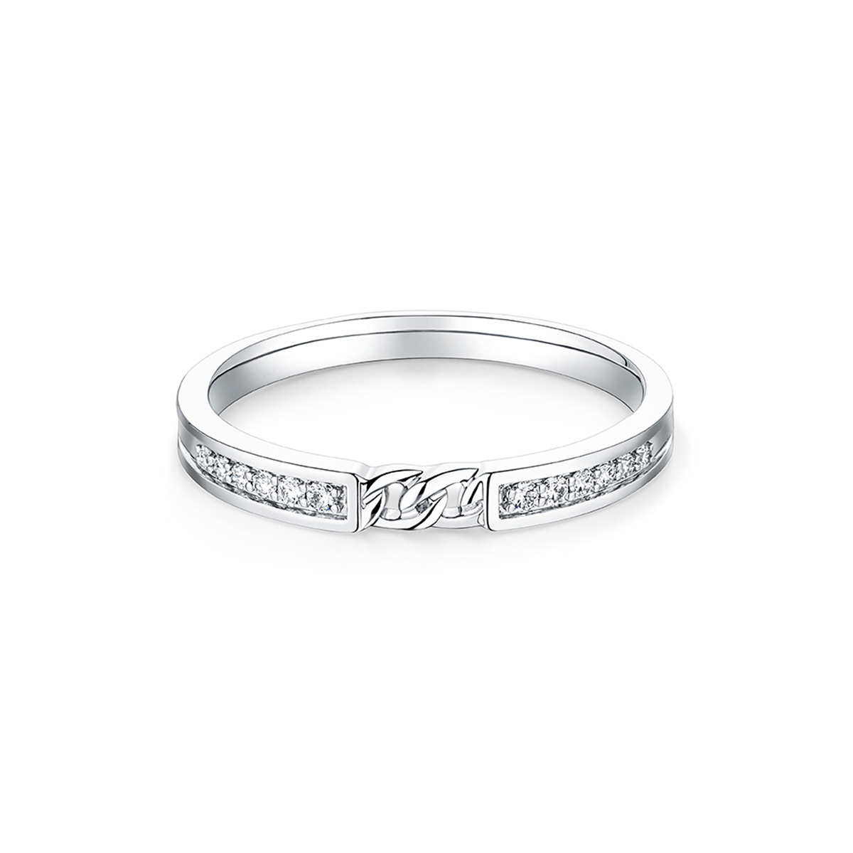 六福珠寶18K金對戒 - "愛意相「鏈」"18K金鑽石對戒(女戒)–多色選擇