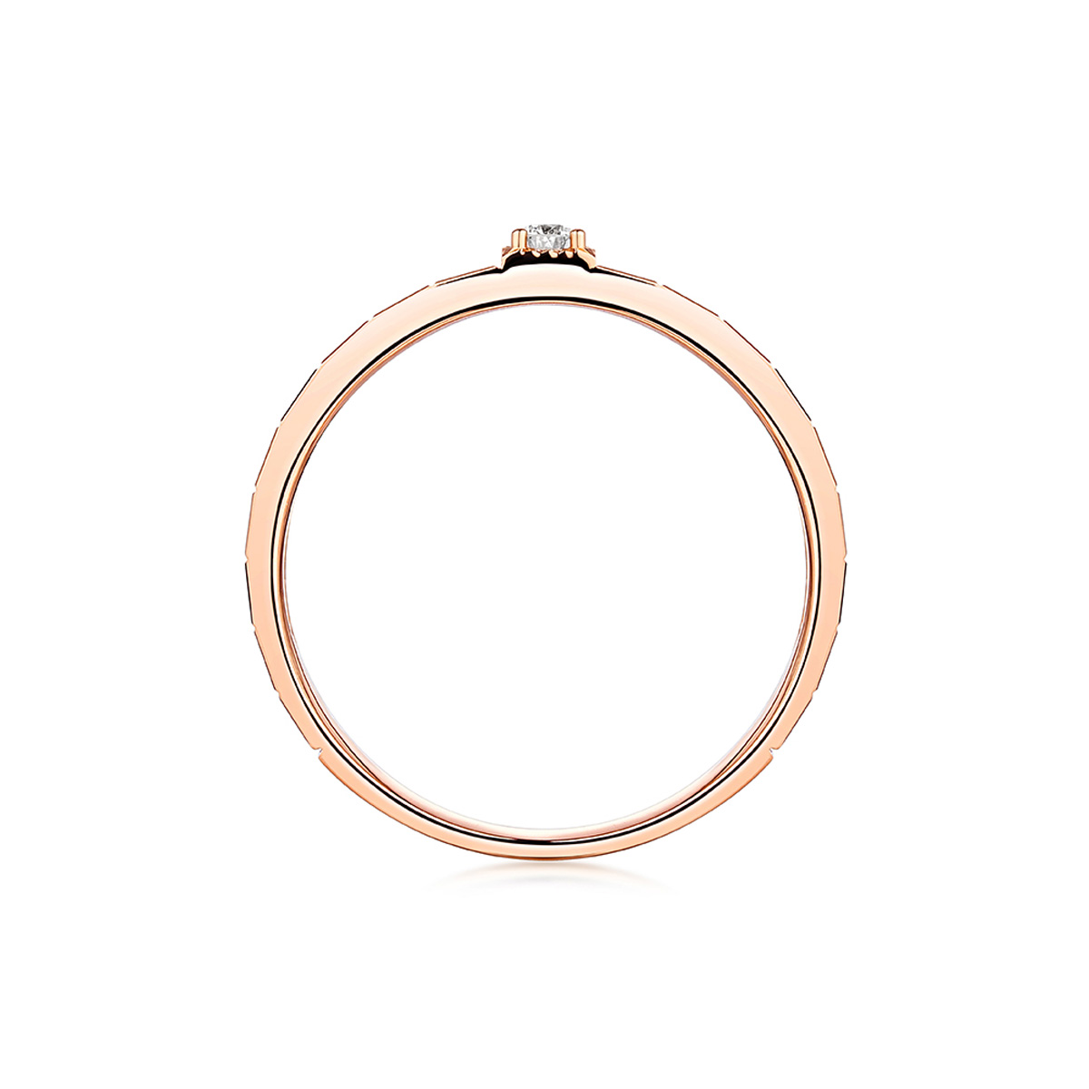 六福珠寶18K金對戒 - “心動韻律”18K玫瑰金鑽石對戒(女戒)