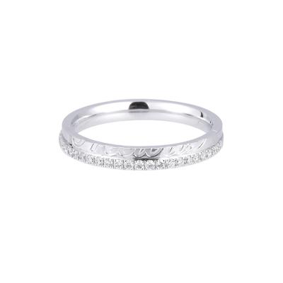六福珠寶18K金對戒 - "一往情深-Precious"18K金(白色)鑽石訂婚/結婚對戒(女戒)