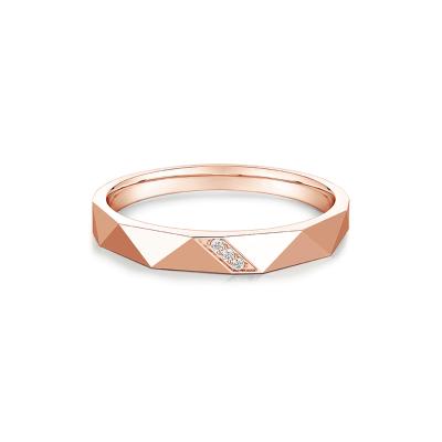 六福珠寶18K金對戒 - “愛之以恆”18K玫瑰金鑽石對戒(女戒)