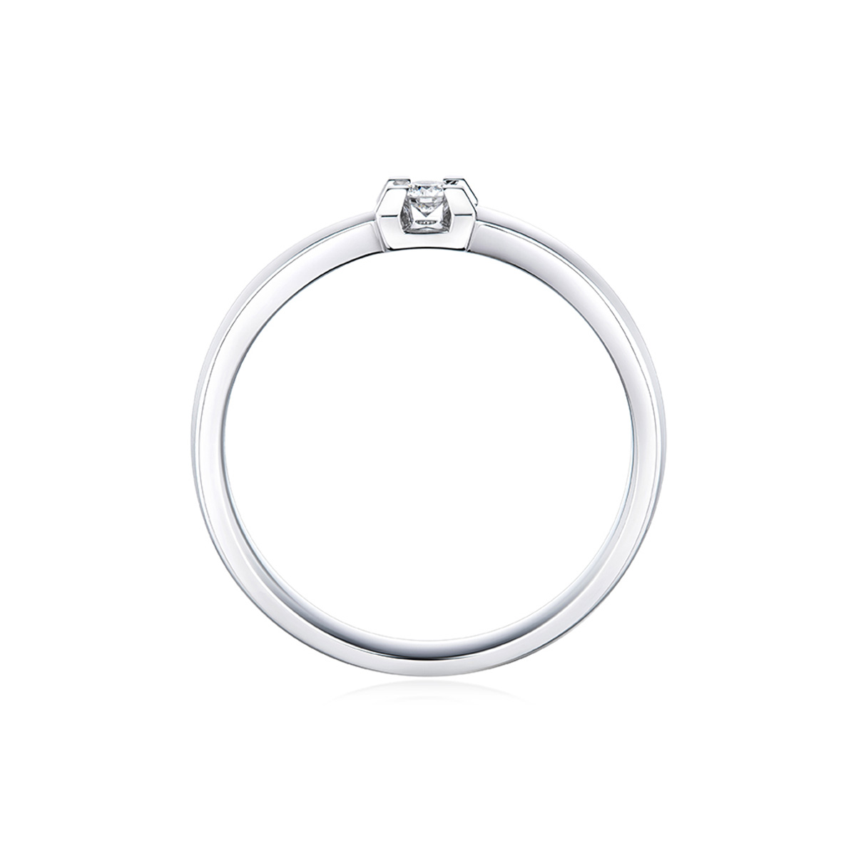 六福珠寶18K金對戒 - “Hexicon”18K金(白色)卜臂鑽石對戒(男戒)