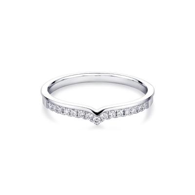 六福珠寶18K金對戒 - “幸福相契”18K金(白色)鑽石對戒(女戒)