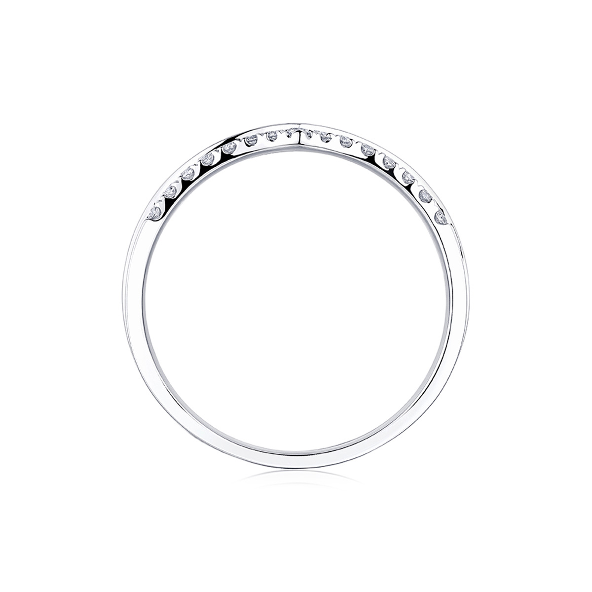 六福珠寶18K金對戒 - “幸福相契”18K金(白色)鑽石對戒(女戒)