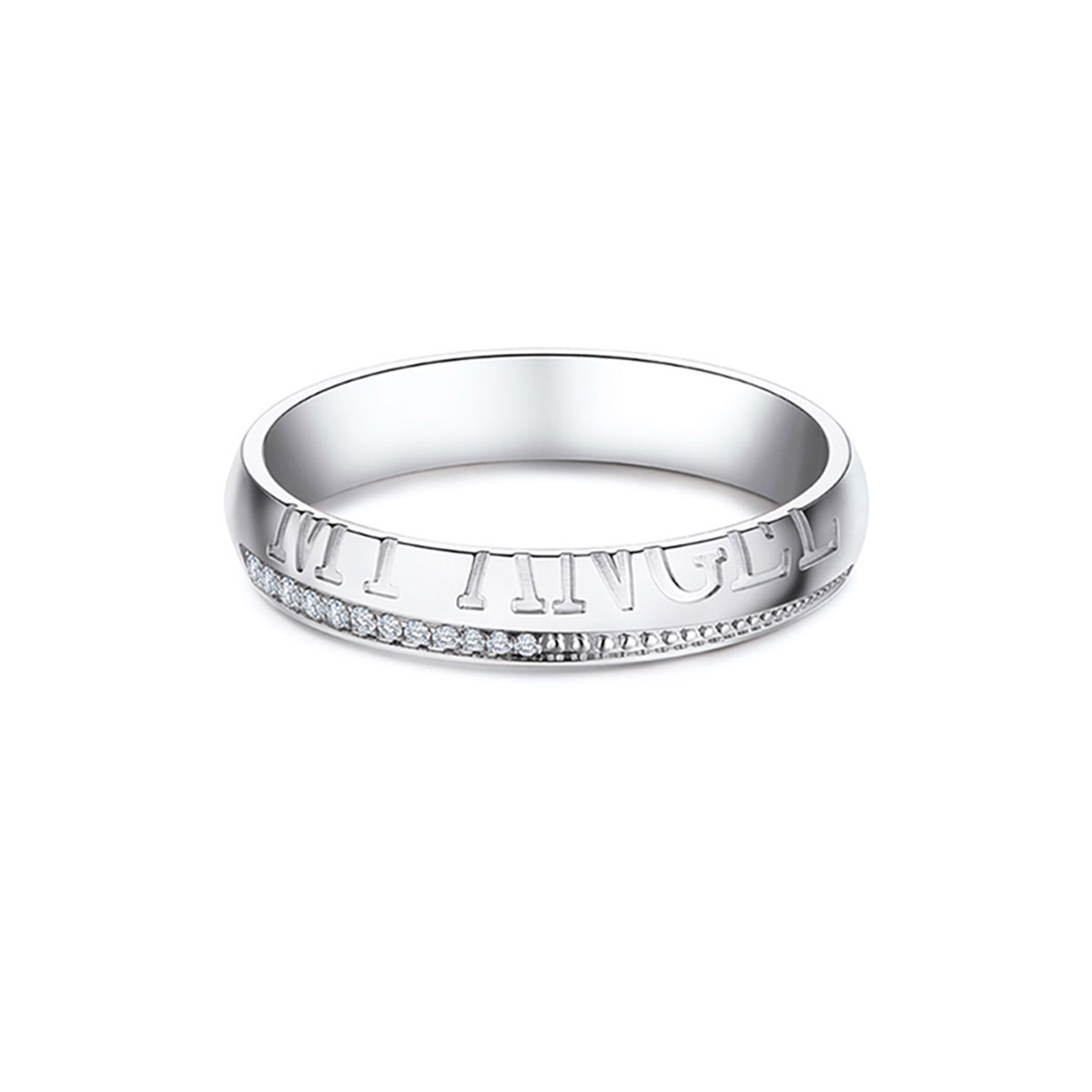 六福珠寶18K金對戒 - "天地之作 MY ANGEL"18K金(白色)鑽石對戒(女戒)