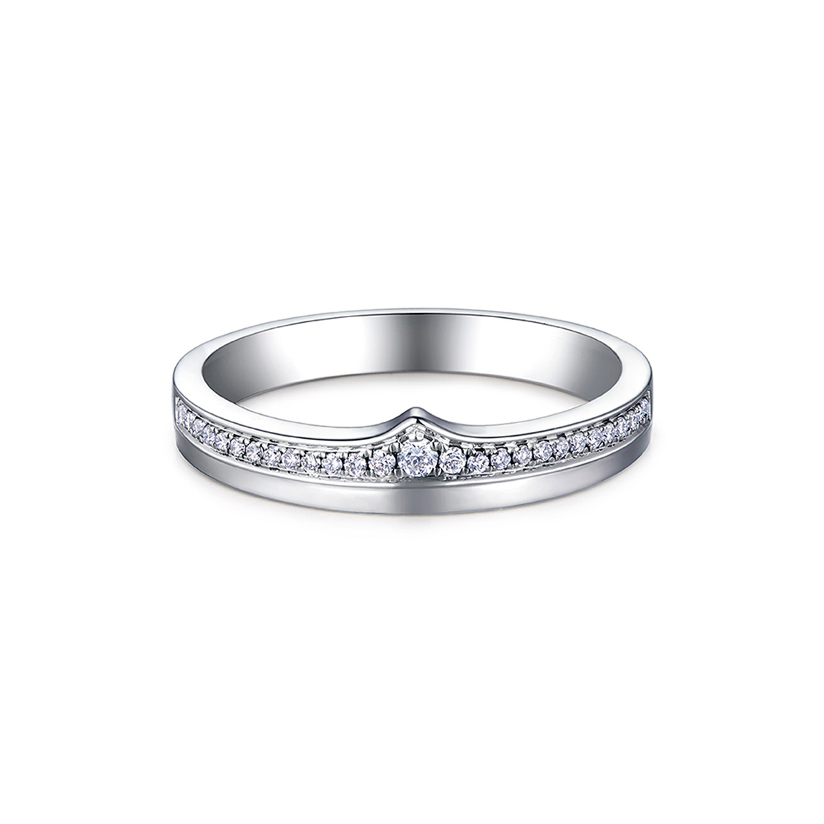 六福珠寶18K金對戒 - "拼圖"18K金(白色)鑽石情侶對戒(女戒)